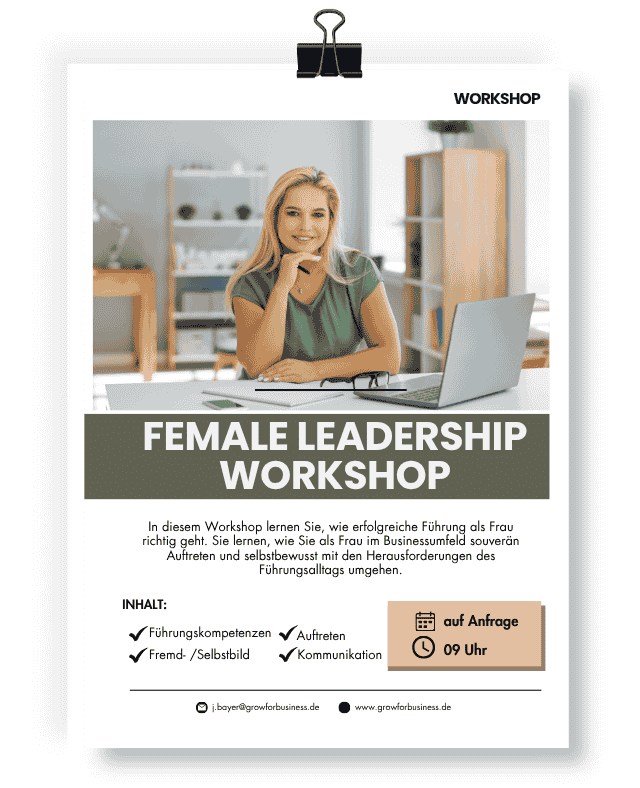 Flyer Female Leadership Workshop Seminar für weibliche Führungskräfte